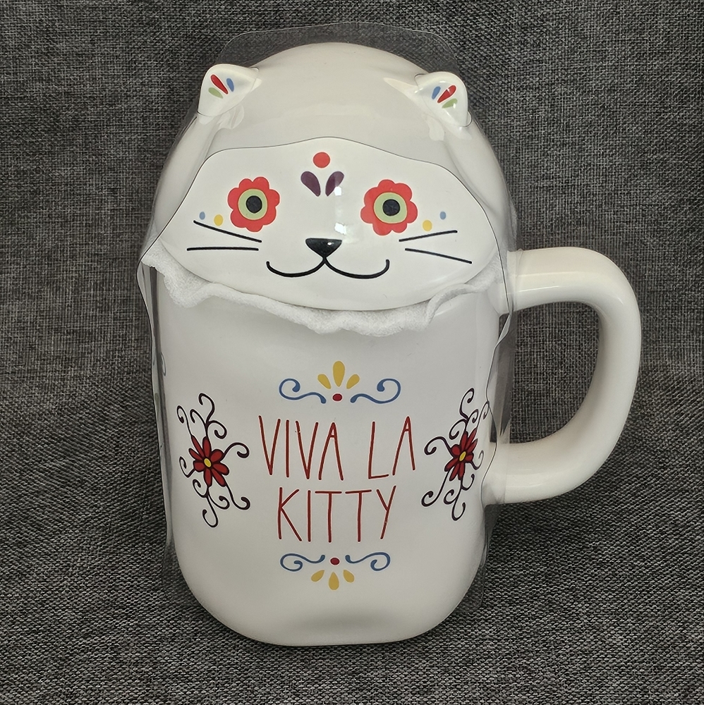 Rae Dunn - Day of the Dead Viva La Kitty coffee mug